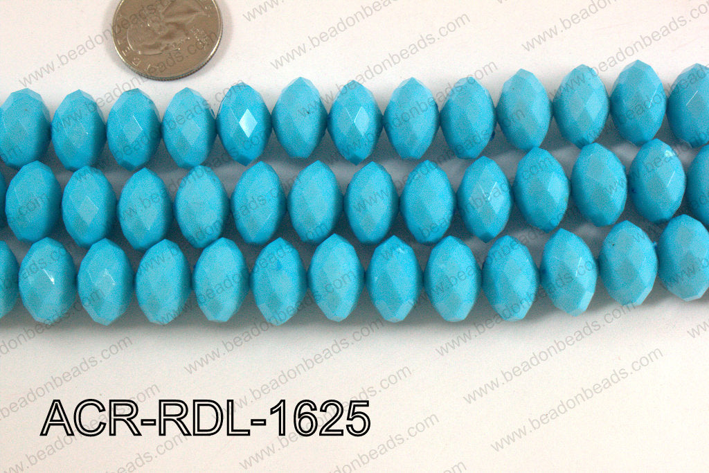 Acrylic Rondelle faceted 16mm blue  ACR-RDL-1625