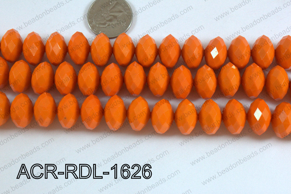 Acrylic Rondelle faceted 16mm orange  ACR-RDL-1626