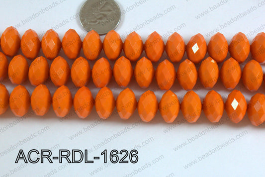 Acrylic Rondelle faceted 16mm orange  ACR-RDL-1626