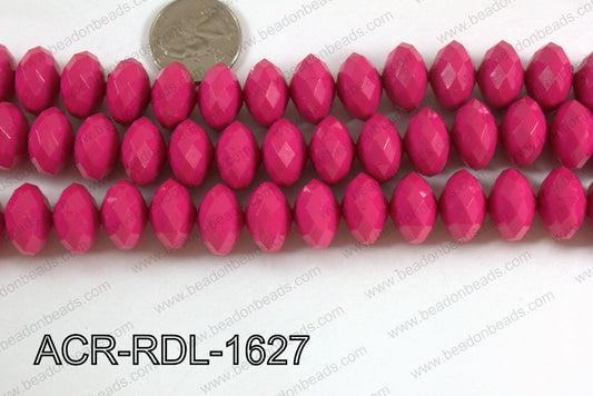 Acrylic Rondelle faceted 16mm hot pink  ACR-RDL-1627