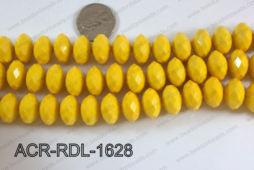 Acrylic Rondelle faceted 16mm yellow  ACR-RDL-1628