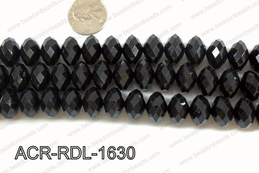 Acrylic Rondelle faceted 16mm black  ACR-RDL-1630