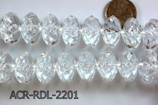 Acrylic Bead Faceted Rondel 22mm Clear 13'' ACR-RDL-2201