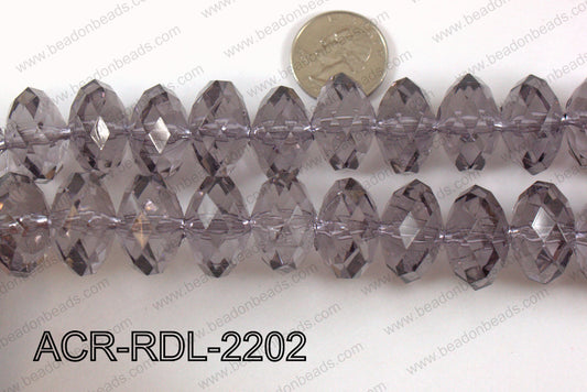 Acrylic Rondelle faceted 22mm smoky   ACR-RDL-2202