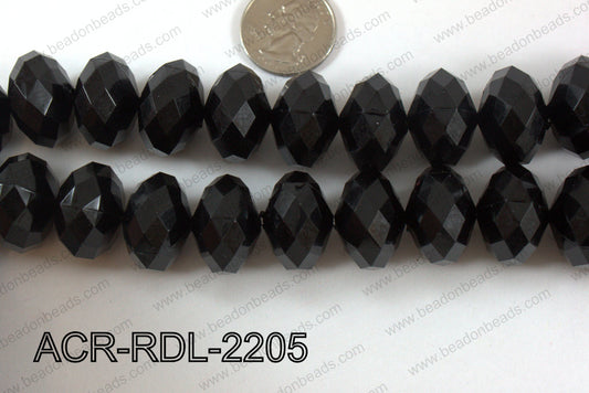 Acrylic Rondelle faceted 22mm black  ACR-RDL-2205