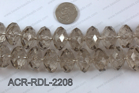 Acrylic Rondelle faceted 22mm grey  ACR-RDL-2208