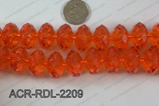 Acrylic Rondelle faceted 22mm orange  ACR-RDL-2209