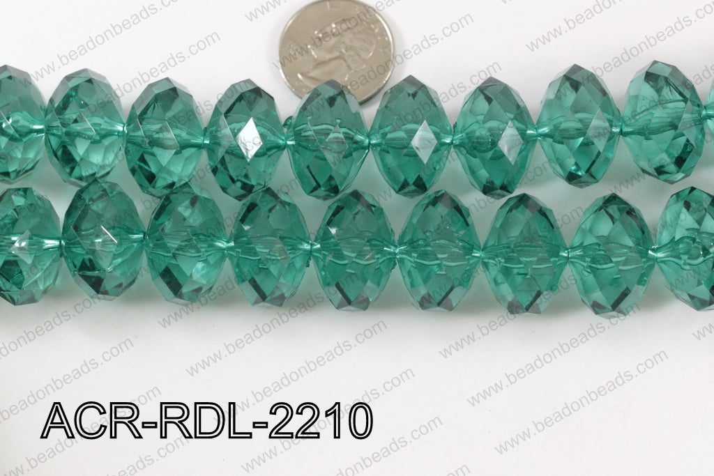 Acrylic Rondelle faceted 22mm green  ACR-RDL-2210
