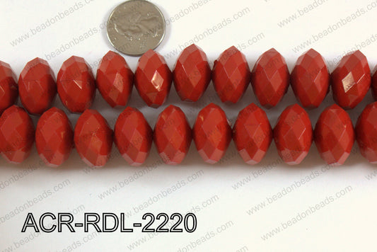 Acrylic Rondelle faceted 22mm red  ACR-RDL-2220