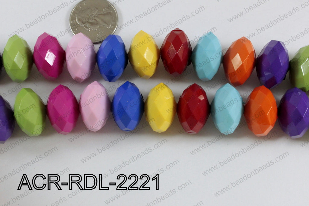 Acrylic Rondelle faceted 22mm multi  ACR-RDL-2221