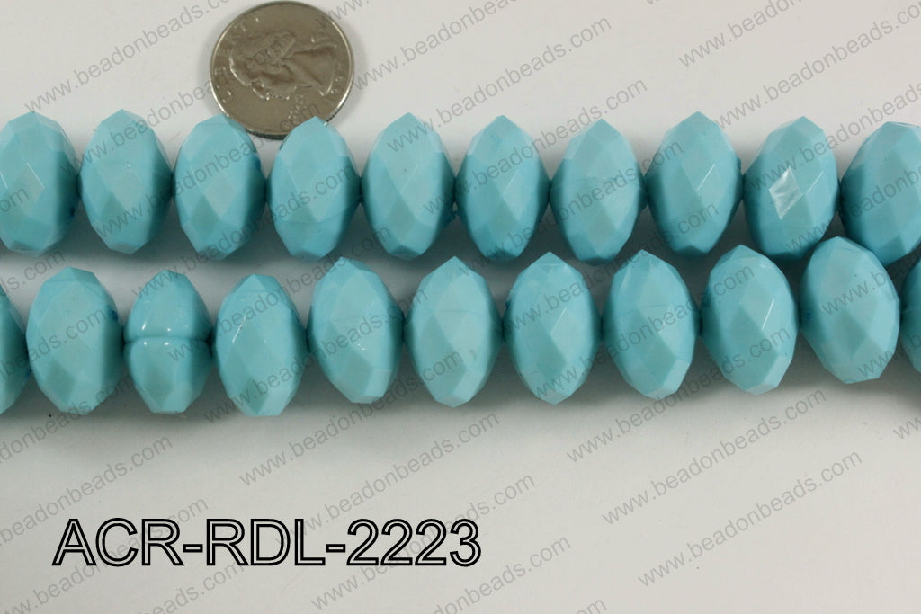 Acrylic Rondelle faceted 22mm blue  ACR-RDL-2223