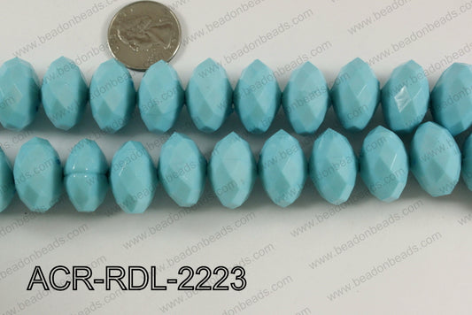Acrylic Rondelle faceted 22mm blue  ACR-RDL-2223