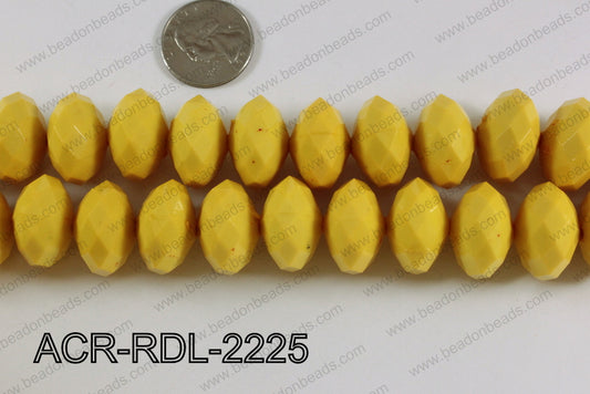 Acrylic Rondelle faceted 22mm yellow  ACR-RDL-2225