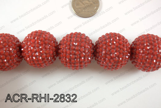 Acrylic Rhinestones Round 28mm Red ACR-RHI-2832