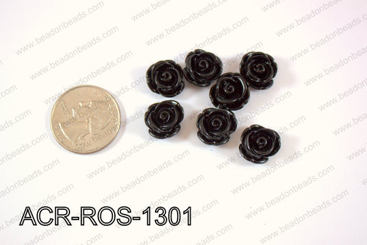 Acrylic Rose bead 13mm black ACR-ROS-1301