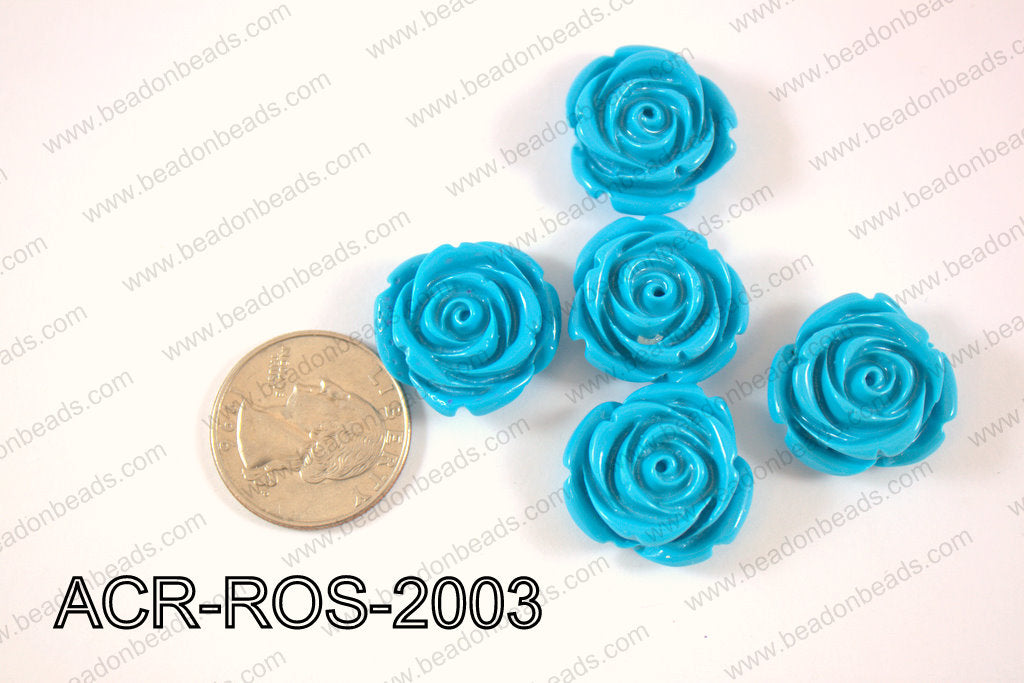 Acrylic Rose bead 20mm light blue ACR-ROS-2003