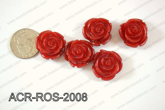 Acrylic Rose bead 20mm dark red ACR-ROS-2008