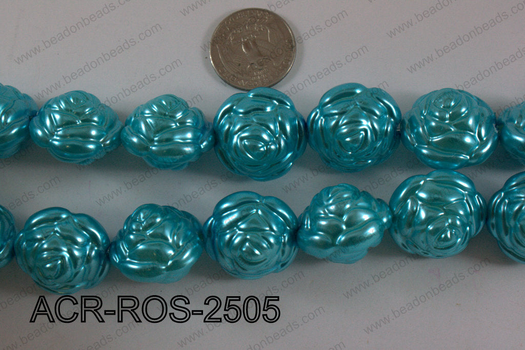Acrylic Rose 25mm turquoise ACR-ROS-2505