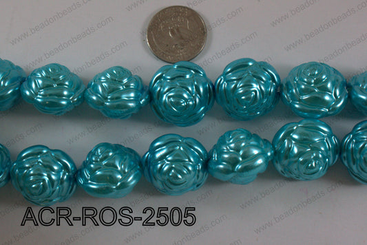Acrylic Rose 25mm turquoise ACR-ROS-2505