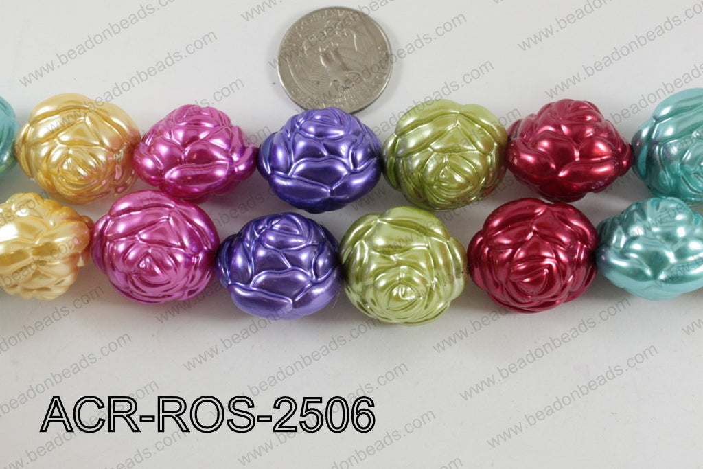 Acrylic Rose 25mm multi ACR-ROS-2506