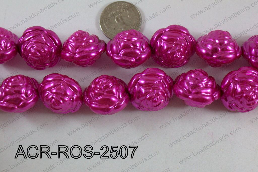 Acrylic Rose 25mm hot pink ACR-ROS-2507