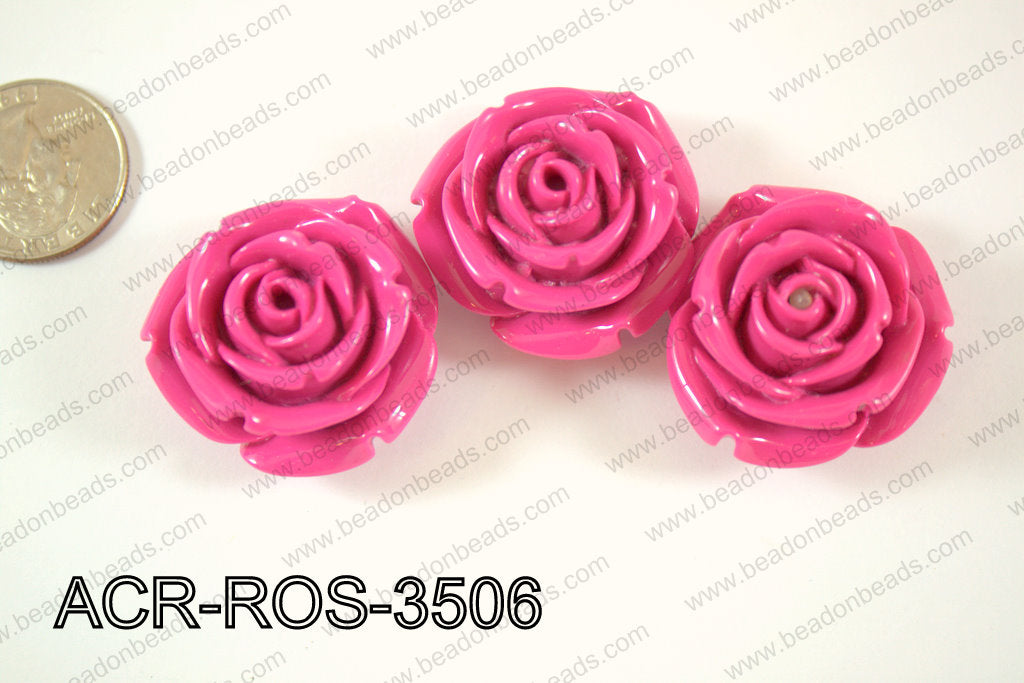 Acrylic Rose bead 35mm dark pink ACR-ROS-3506
