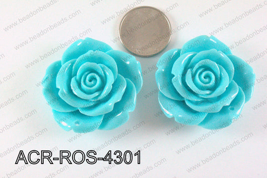 Acrylic Pendant Rose Turquoise 43mm ACR-ROS-4301