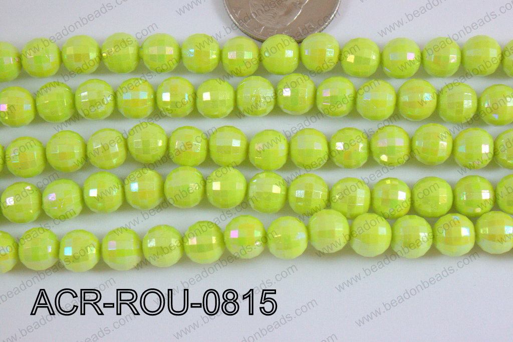 Acrylic Round faceted 8mm lime ACR-ROU-0815