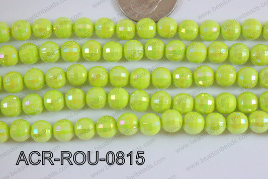 Acrylic Round faceted 8mm lime ACR-ROU-0815