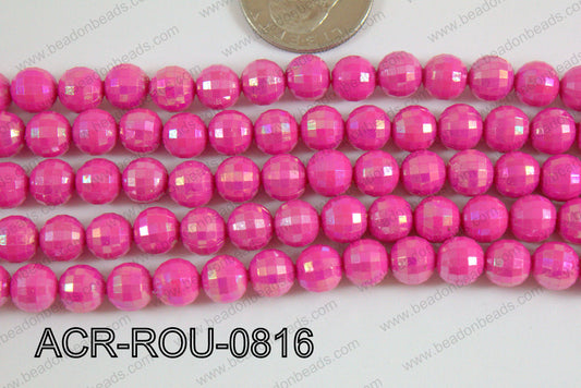 Acrylic Round faceted 8mm dark pink ACR-ROU-0816