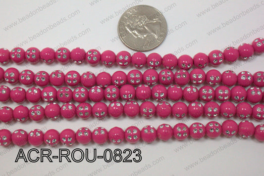 Acrylic Dice Round Hot Pink 8mm ACR-ROU-0823