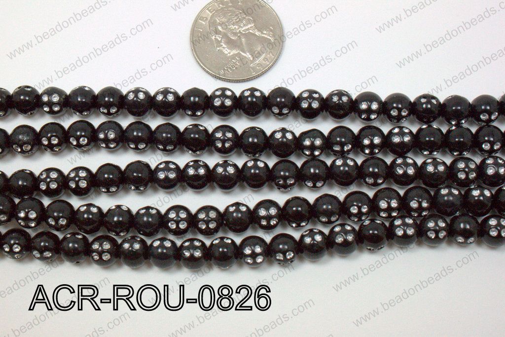 Acrylic Dice Round Black 8mm ACR-ROU-0826