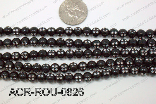 Acrylic Dice Round Black 8mm ACR-ROU-0826