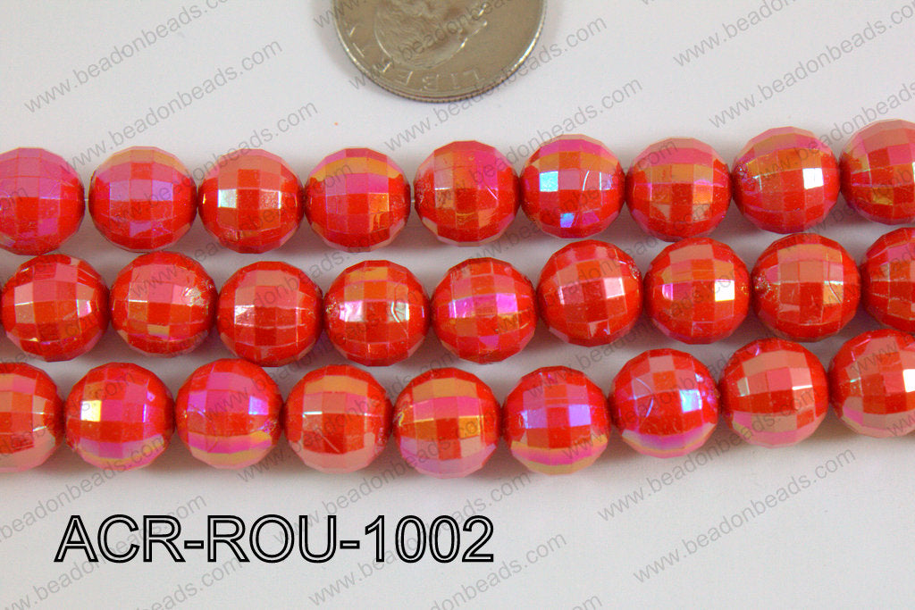 Acrylic Round faceted 12mm red ACR-ROU-1002