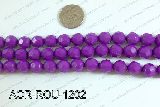 Acrylic Round faceted 12mm purple ACR-ROU-1202