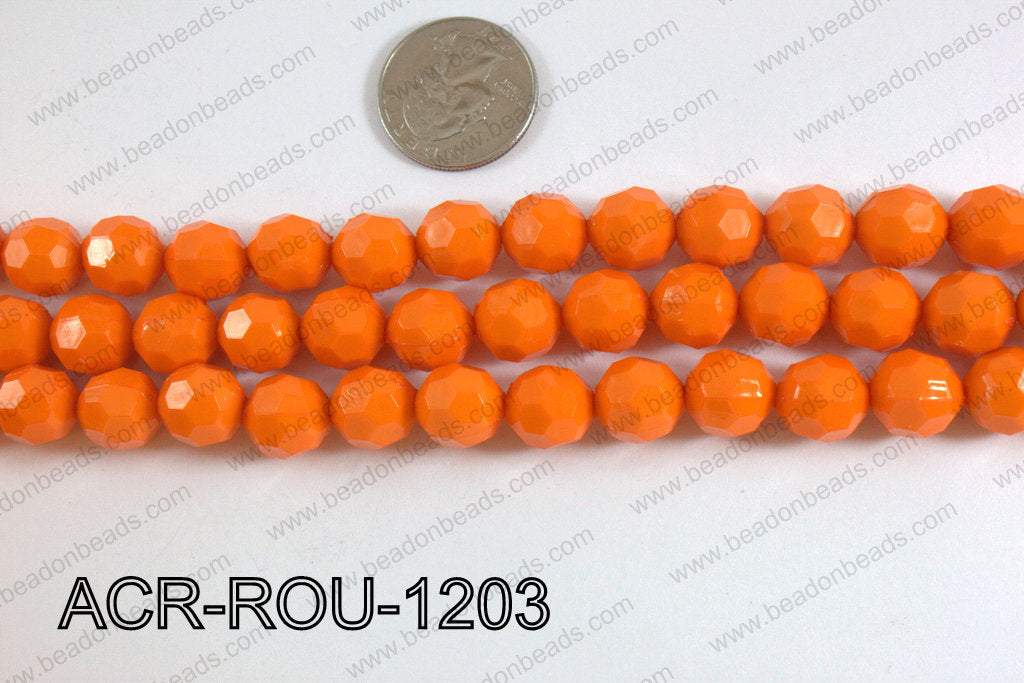 Acrylic Round faceted 12mm orange ACR-ROU-1203