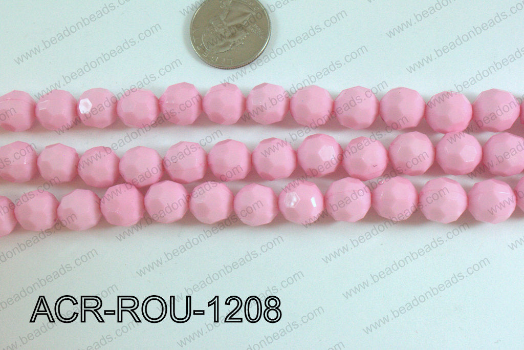 Acrylic Round faceted 12mm light pink ACR-ROU-1208