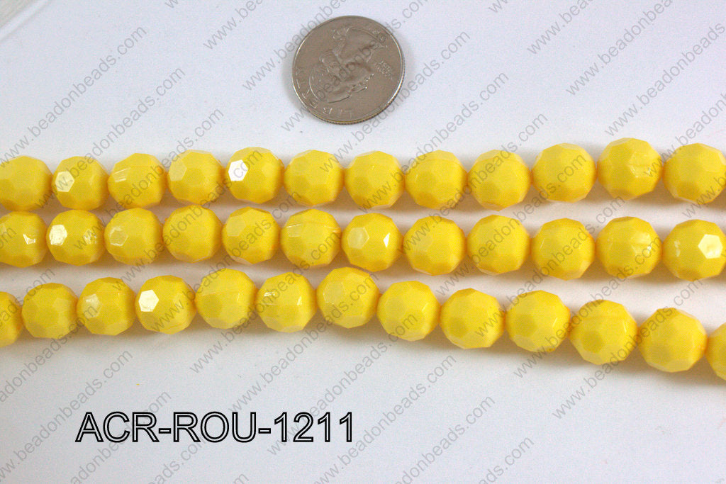 Acrylic Round faceted 12mm yellow ACR-ROU-1211