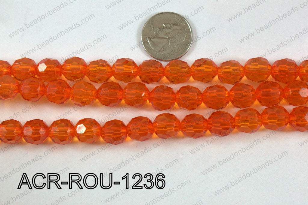 Acrylic Round faceted 12mm orange  ACR-ROU-1236