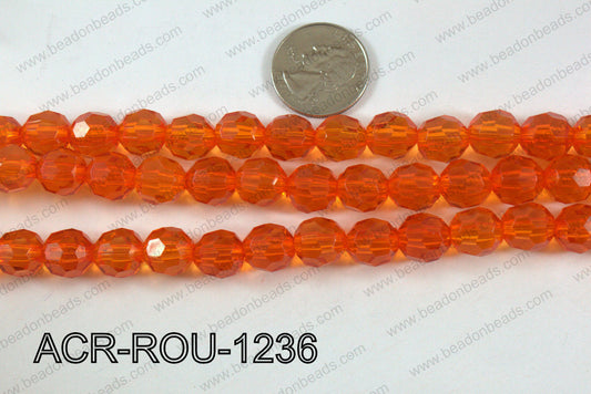 Acrylic Round faceted 12mm orange  ACR-ROU-1236