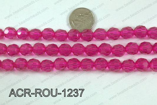 Acrylic Round faceted 12mm hot pink  ACR-ROU-1237