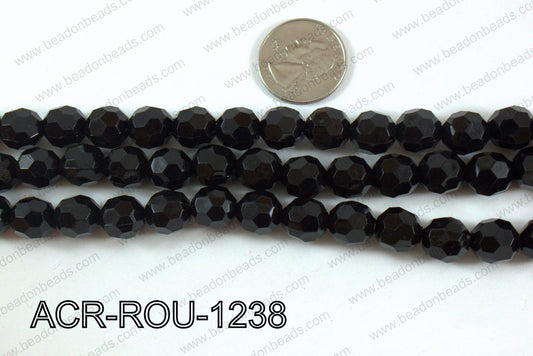 Acrylic Round faceted 12mm black  ACR-ROU-1238