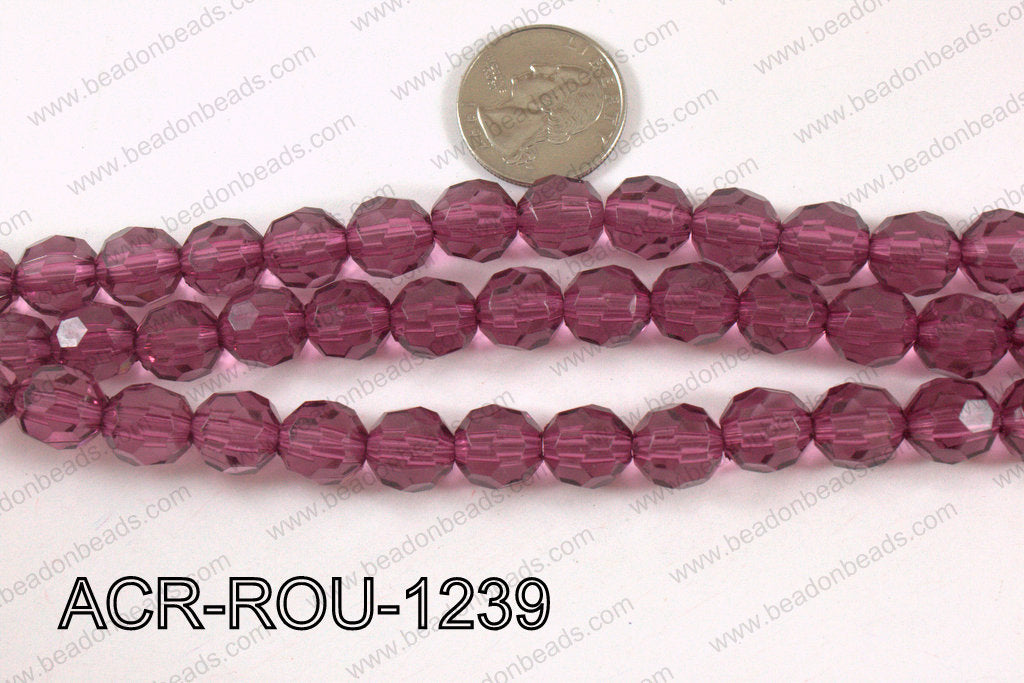 Acrylic Round faceted 12mm wine  ACR-ROU-1239