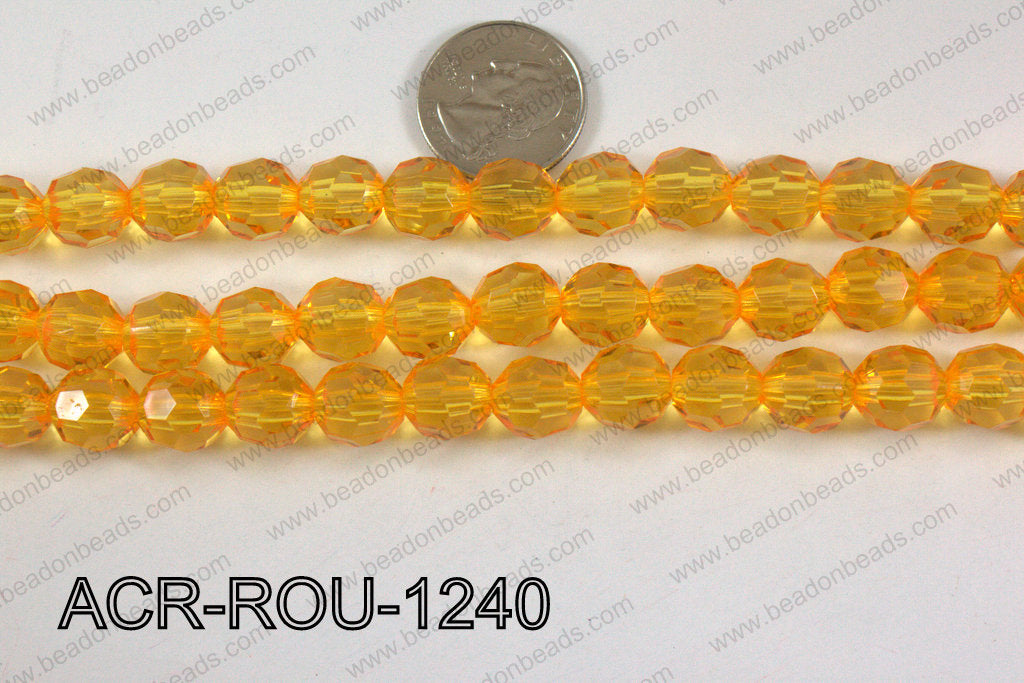 Acrylic Round faceted 12mm yellow  ACR-ROU-1240