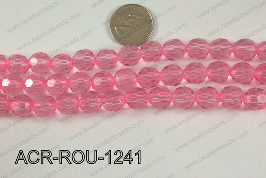 Acrylic Round faceted 12mm light pink  ACR-ROU-1241