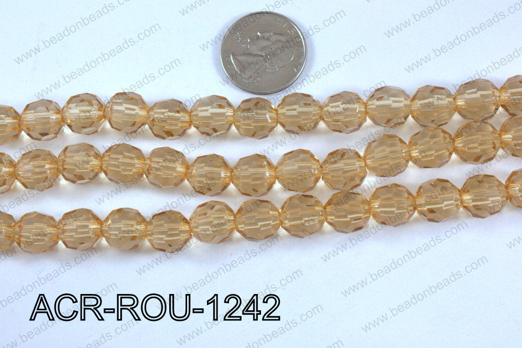 Acrylic Round faceted 12mm beige  ACR-ROU-1242