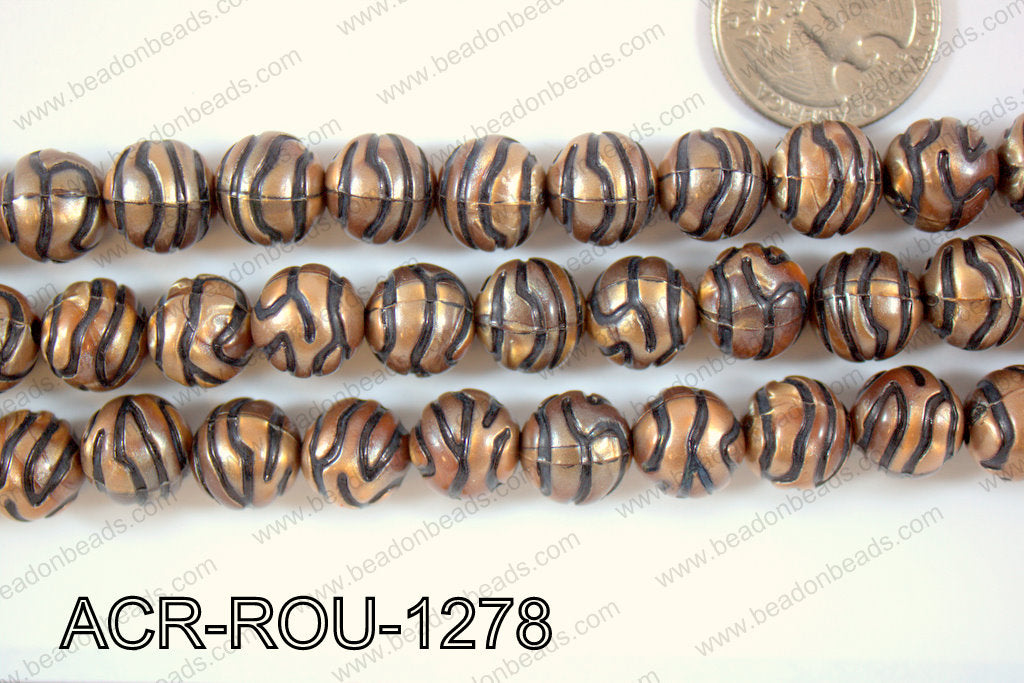 Acrylic Bead Round Brown/Black 12mm ACR-ROU-1278