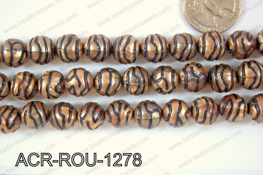 Acrylic Bead Round Brown/Black 12mm ACR-ROU-1278