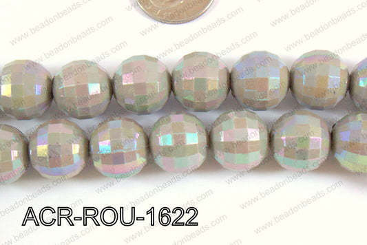 Acrylic Round faceted 16mm grey ACR-ROU-1622