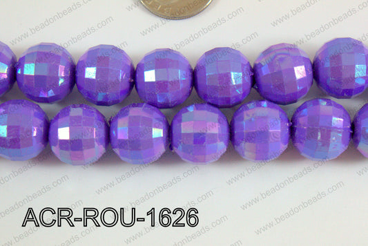 Acrylic Round faceted 16mm purple ACR-ROU-1626